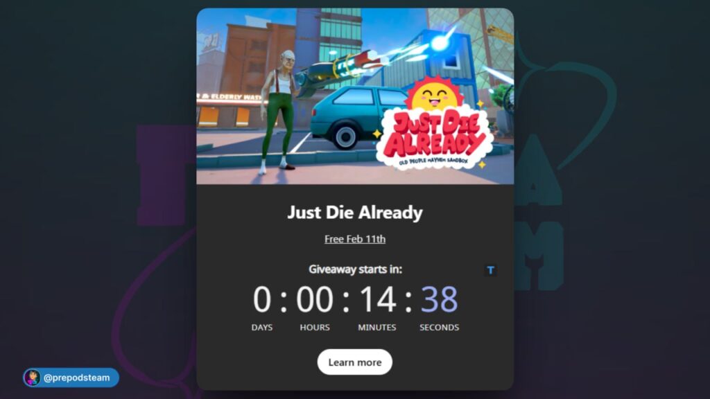 Напоминаю, что раздача Steam-ключей Just Die Already от Legion Gaming начнется через 12 минут