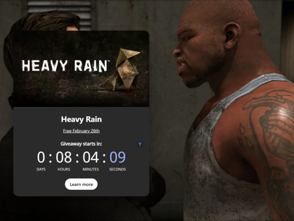 Раздача Steam-ключей для Heavy Rain от Lenovo начнётся сегодня в 20:00 МСК