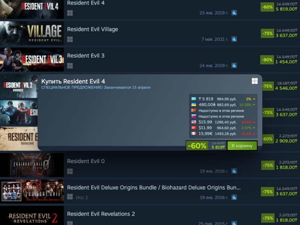 Игры серии Resident Evil снова продаются по скидкам в Steam